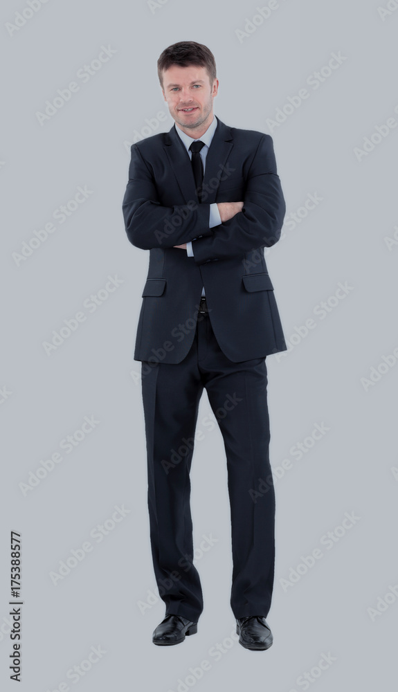 Full body portrait of happy smiling business man, isolated on white background Full body portrait of happy smiling business man, isolated on white background