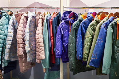Winter jackets on hanger in store