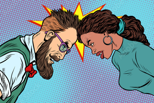 man vs woman, confrontation and competition