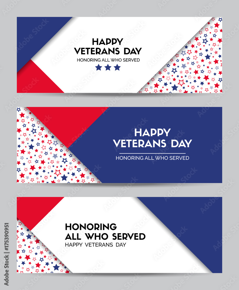Happy Veterans Day. Set of vector headers