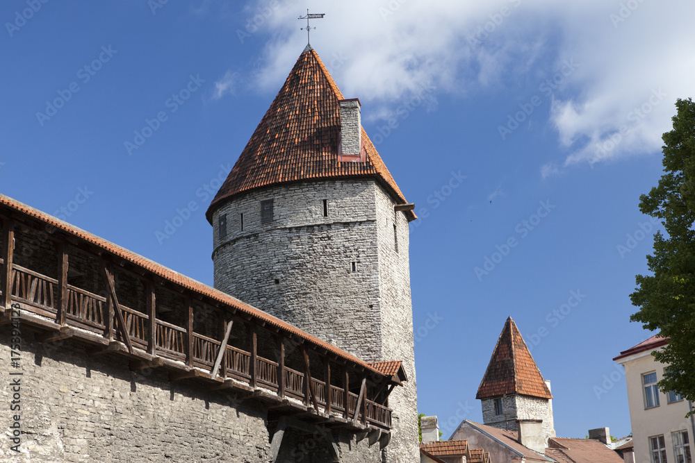 Medieval towers - part of the city wall. Tallinn, Estonia