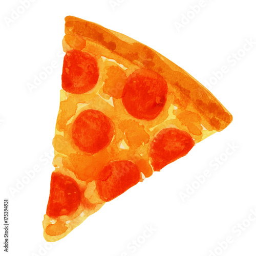 Fototapeta To jest akwarela przedstawiająca kawałek pizzy.