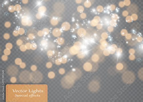 Shining bokeh isolated on transparent background. Christmas concept