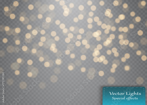 Shining bokeh isolated on transparent background. Christmas concept