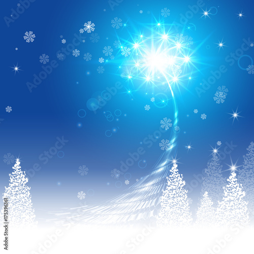 Christmas background, fireworks in honor of Christmas