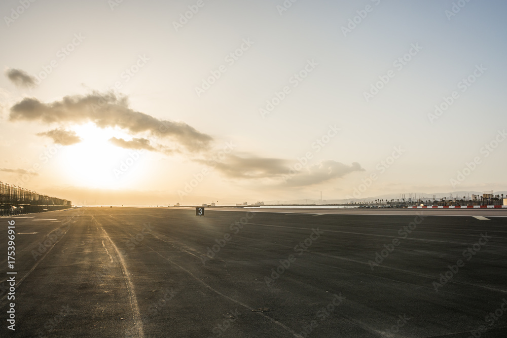 Gibraltar airport at sunset