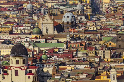 Obraz na płótnie Italy. Historic Centre of Naples (UNESCO World Heritage Site) seen from Castle Sant'Elmo. There are cupolas of some churches located along the Tribunali street (incl. the facade of Naples Cathedral) w salonie