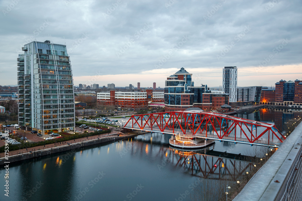 Naklejka premium Aerial view Detroit Bridge Manchester UK