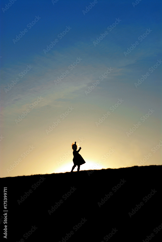 Little Girl Dancing On The Hill