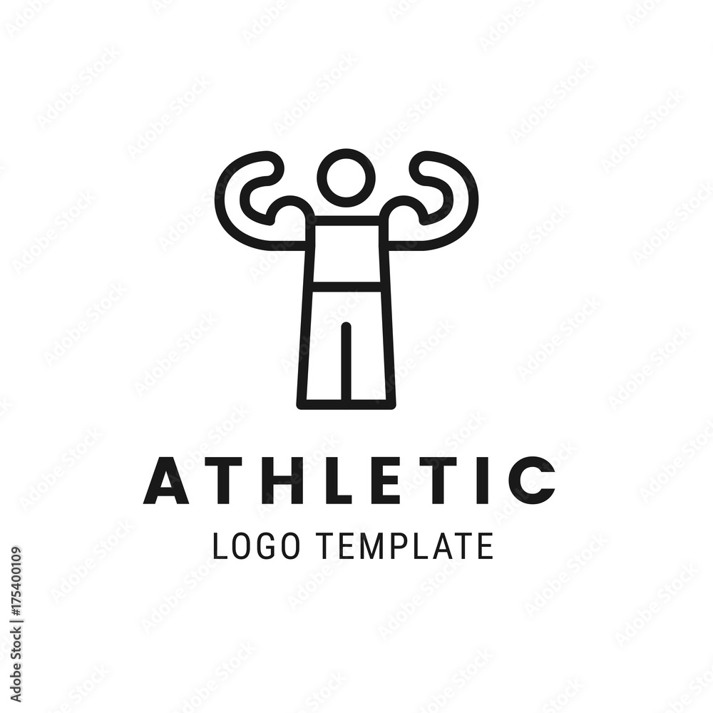Athletic man lgoo template. People healthy life logo template vector icon.  Illustration of strong man in outline logo design style Stock Vector |  Adobe Stock