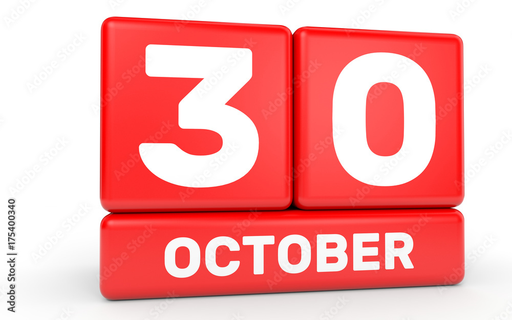 October 30. Calendar on white background. October 30. Calendar on white background.