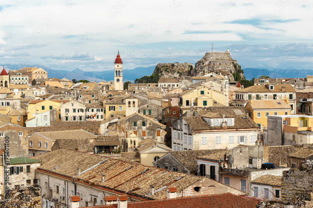 Corfu Old town, the fortress of Corfu. A popular tourist destination. Island in the Ionian sea. European vacation.