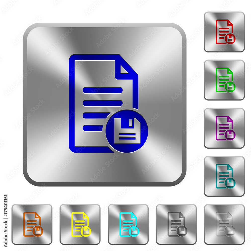 Save document rounded square steel buttons Save document rounded square steel buttons