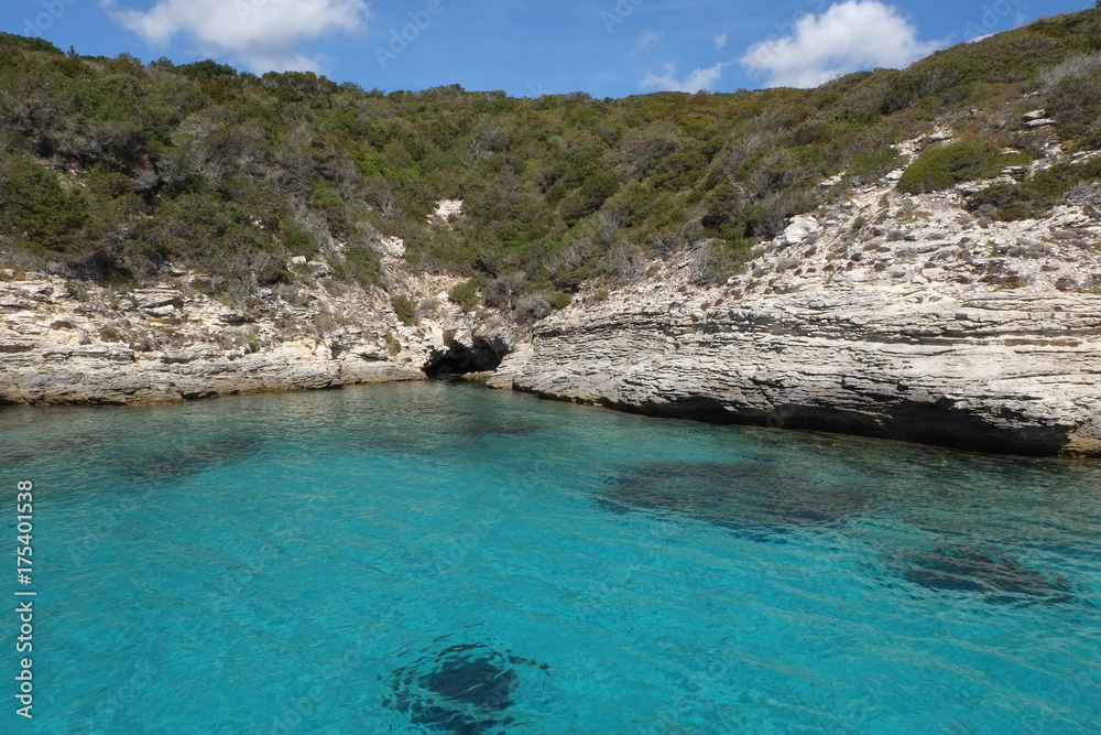 Blue sea and rocks in Corsica