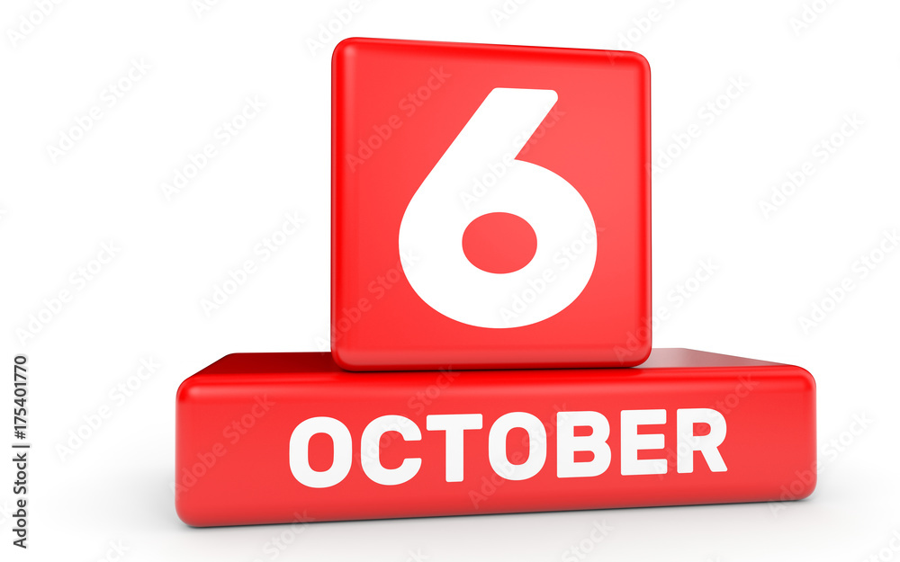 October 6. Calendar on white background. October 6. Calendar on white background.