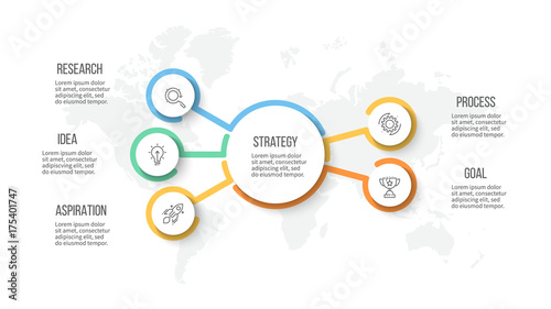 Business infographic. Organization chart with 5 options. Vector template.