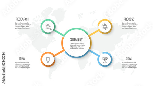Business infographic. Organization chart with 4 options. Vector template.