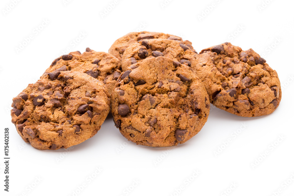 Chocolate chip cookie isolated on white background. Chocolate chip cookie isolated on white background.