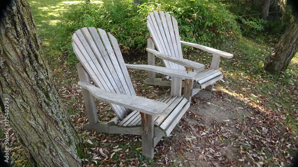 Outdoor wooden chairs