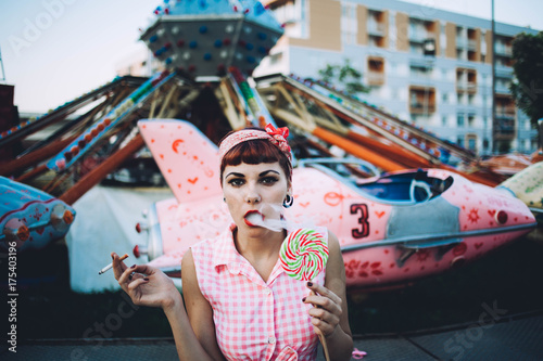 pin up girl in fun park