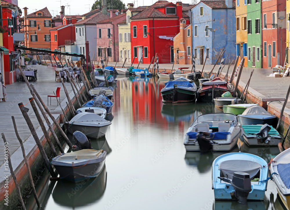 navigable canal and the colorful houses of the BURANO island nea