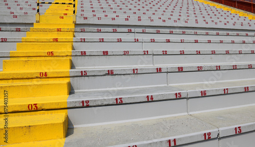 Foto many numbers on the stadium bleachers