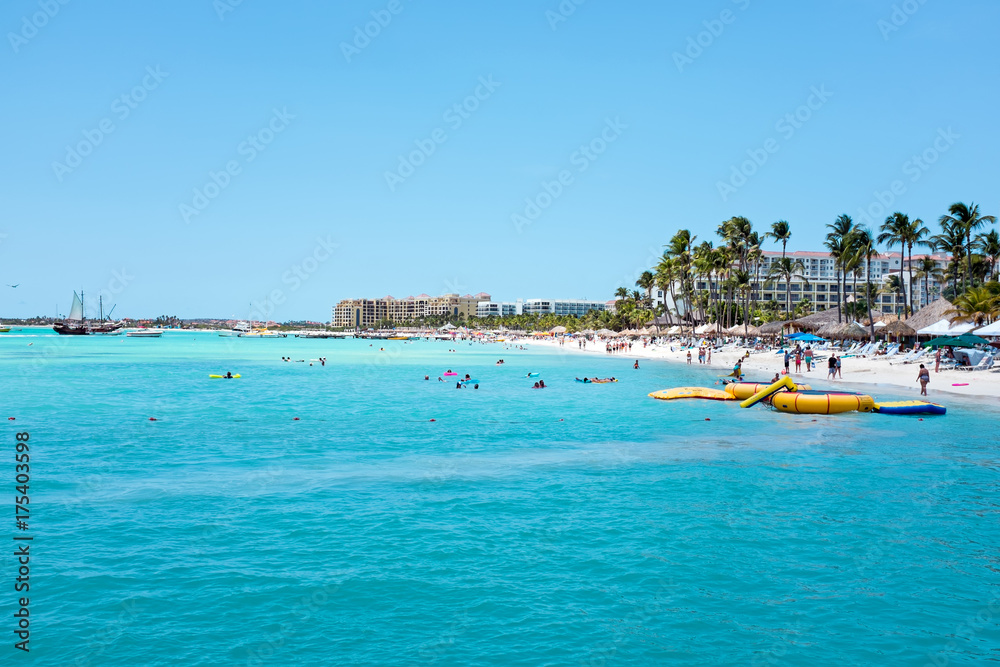 Palm Beach on Aruba island in the Caribbean Sea