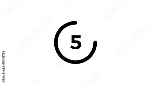Countdown from 10 to 1. Simple countdown with a circle an numbers on white background