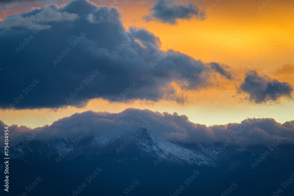 Snowy Mountain top during sunset
