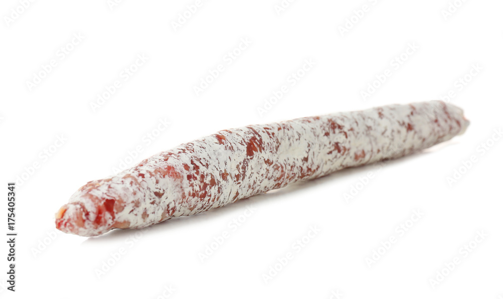 Smoked sausage on white background Smoked sausage on white background