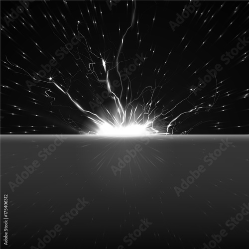 electricity discharge, a flash of light