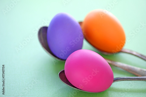 Easter eggs on old spoons