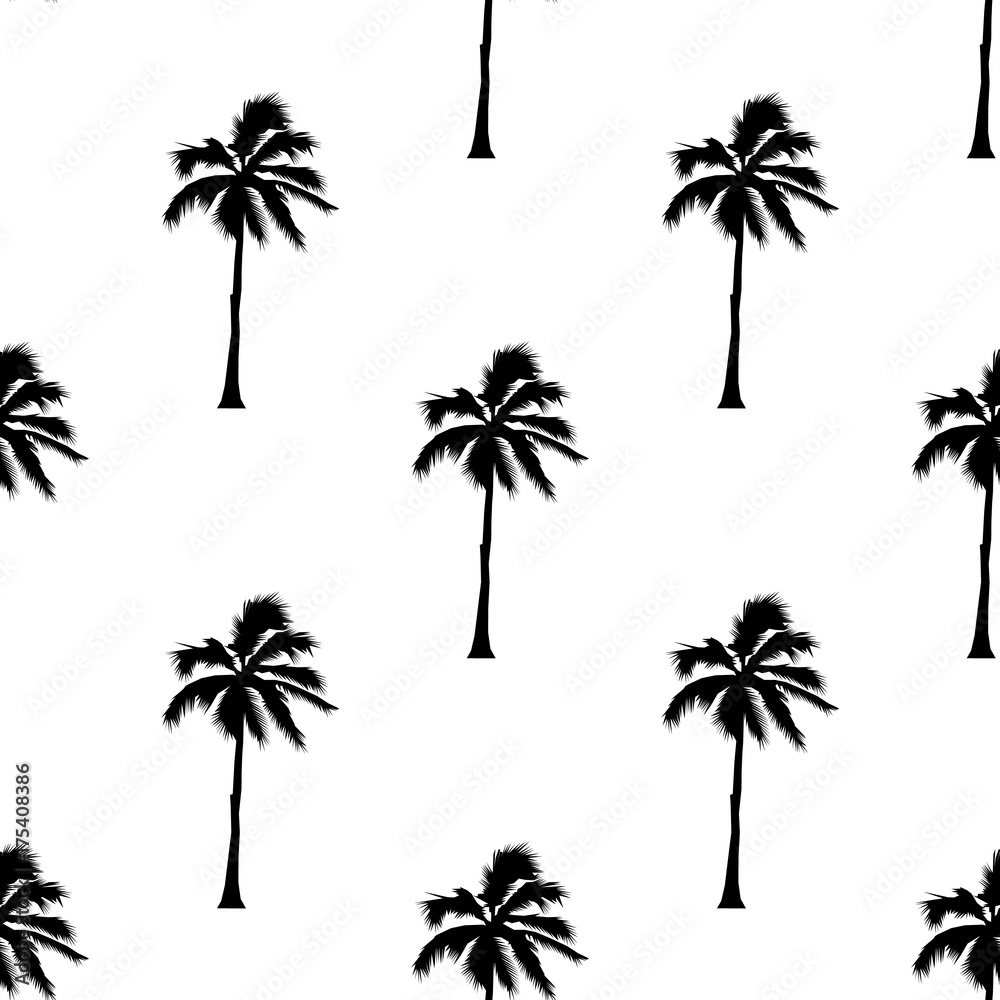 Palm tree pattern seamless texture on white background for any web design or textile. Vector Illustration