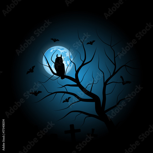 Halloween scary night vector background