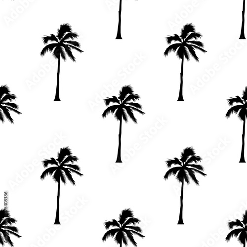 Palm tree pattern seamless texture on white background for any web design or textile. Vector Illustration