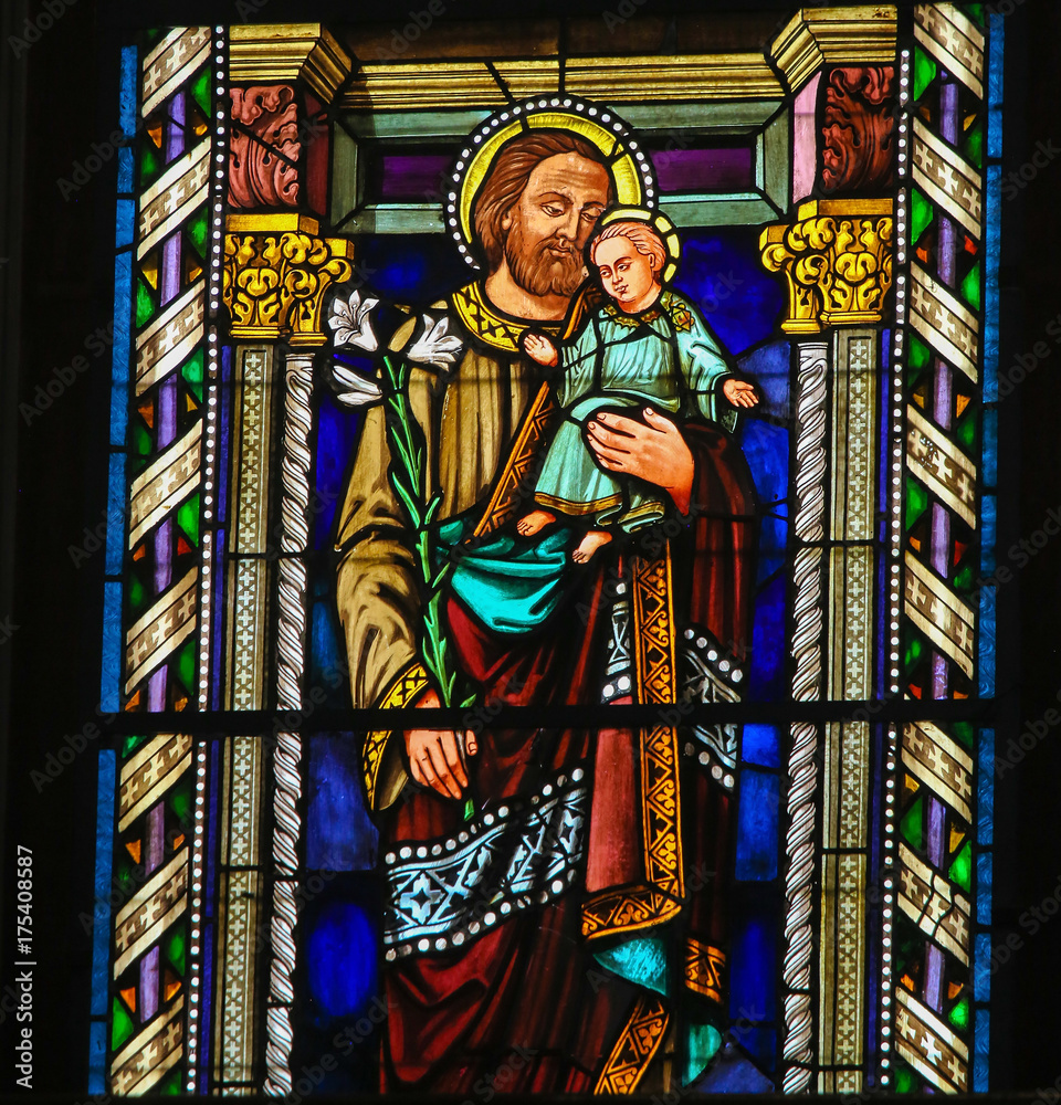 Stained Glass - Joseph and the Child Jesus