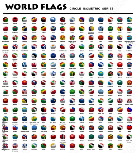 Isometric Circle Flags Of World
