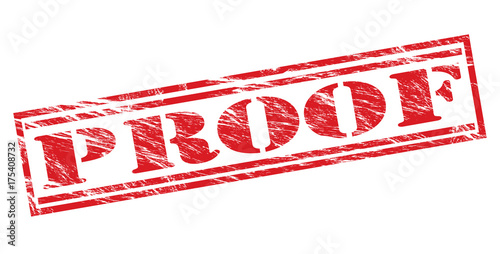proof red stamp on white background