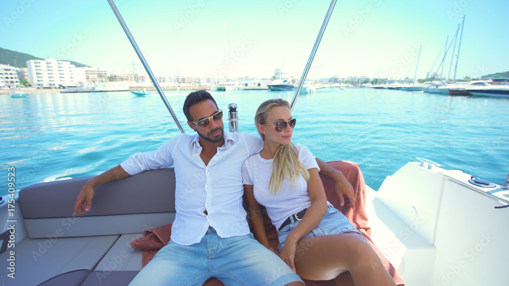 Beatiful couple in yacht 