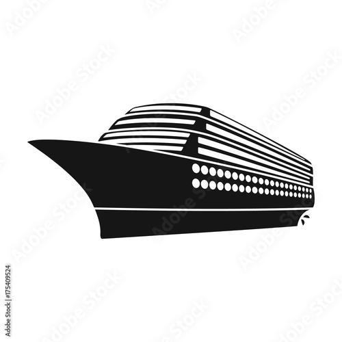 A huge cruise liner.Vehicle for travelling over long distances to a huge number of people.Ship and water transport single icon in black style vector symbol stock illustration.