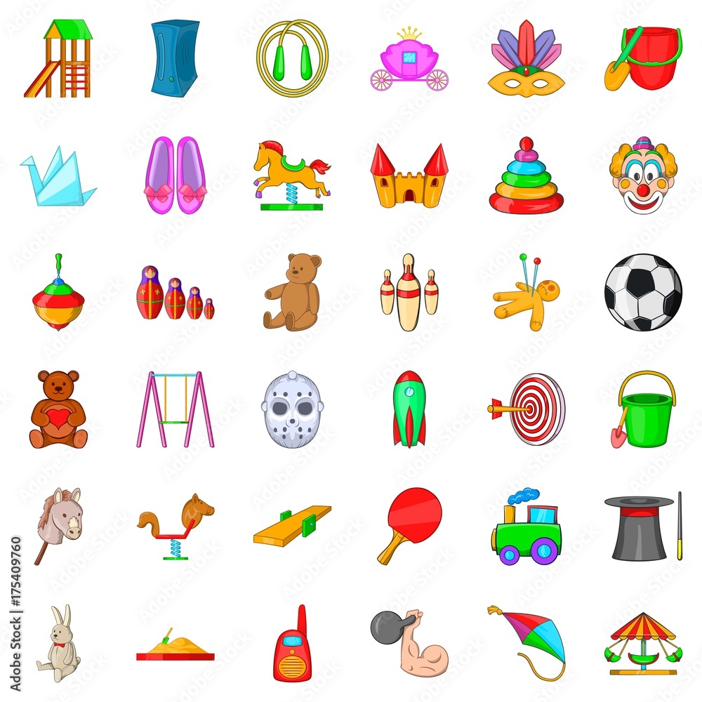 Playground icons set, cartoon style Playground icons set, cartoon style