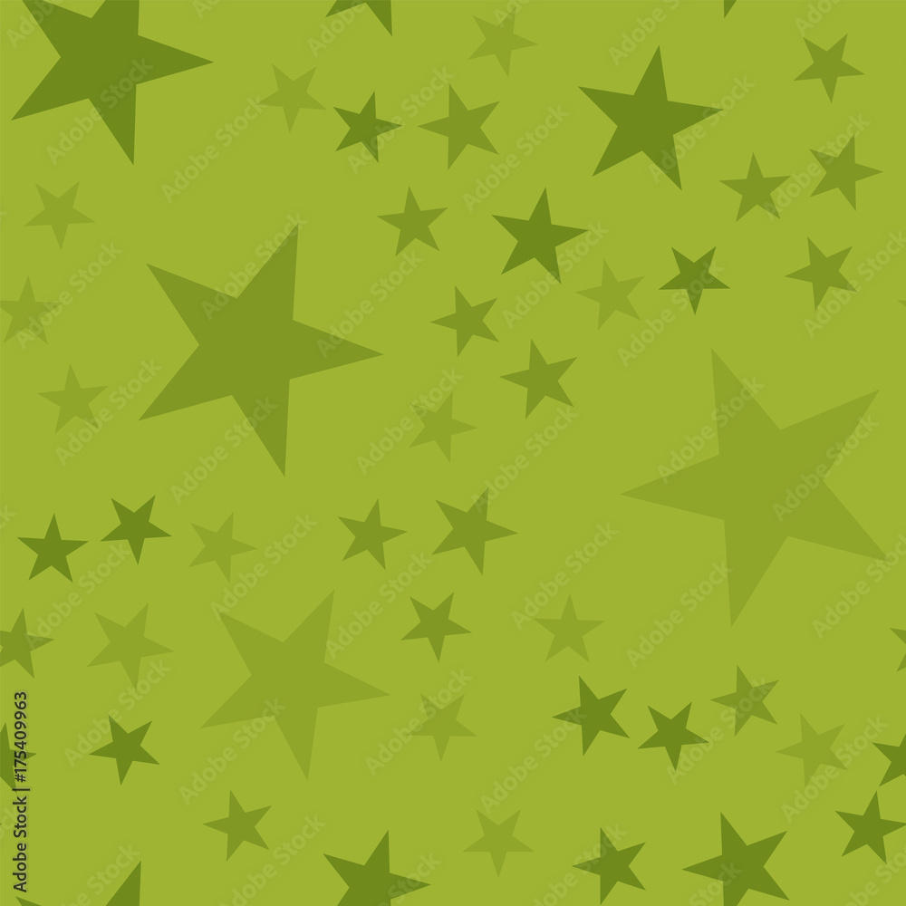Olive stars seamless pattern on green background. Comely endless random scattered olive stars festive pattern. Modern creative chaotic decor. Vector abstract illustration. Olive stars seamless pattern on green background. Comely endless random scattered olive stars festive pattern. Modern creative chaotic decor. Vector abstract illustration.
