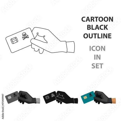 Credit card fraud icon in cartoon style isolated on white background. Hackers and hacking symbol stock vector illustration.