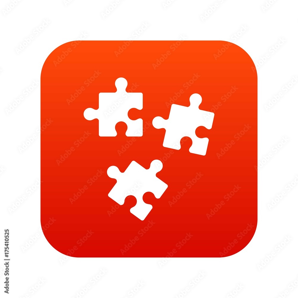 Puzzle icon digital red Puzzle icon digital red