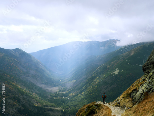 Hiking in the mountains, autumn, clods