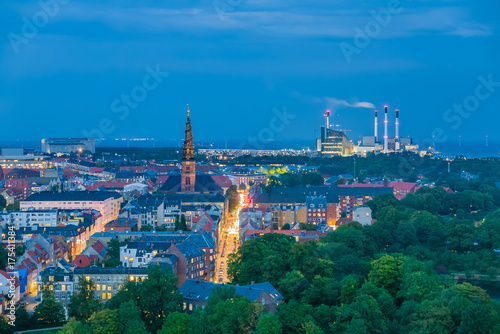 Photography Smart city, renewable energy from biogas plant and wind turbines for the capital