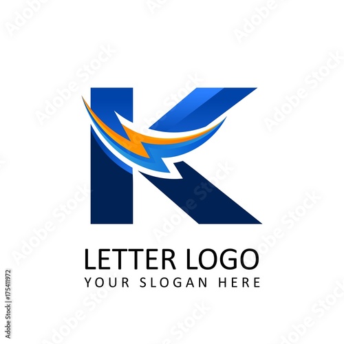 Letter k ELECTRICAL Alphabet Logo