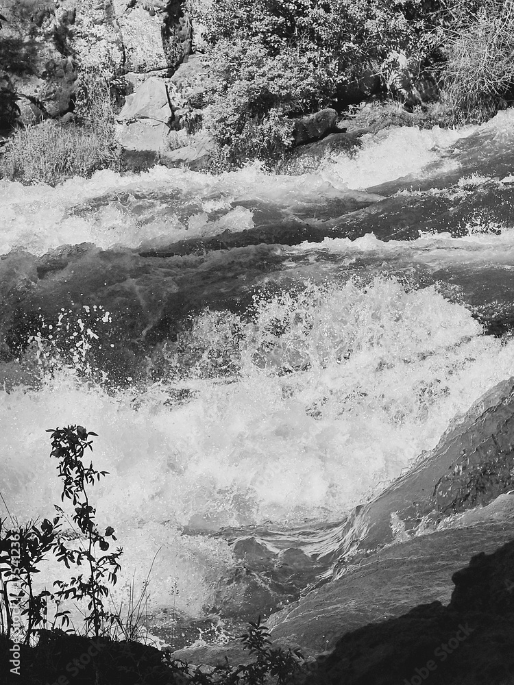 The raging waters of the Deschutes River as it goes over Dillon Falls in Central Oregon. 