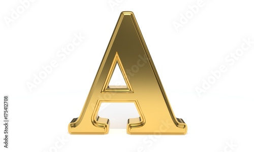 A gold colored alphabet, 3d rendering