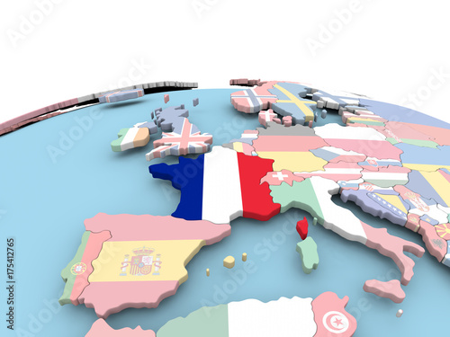 Flag of France on bright globe © harvepino